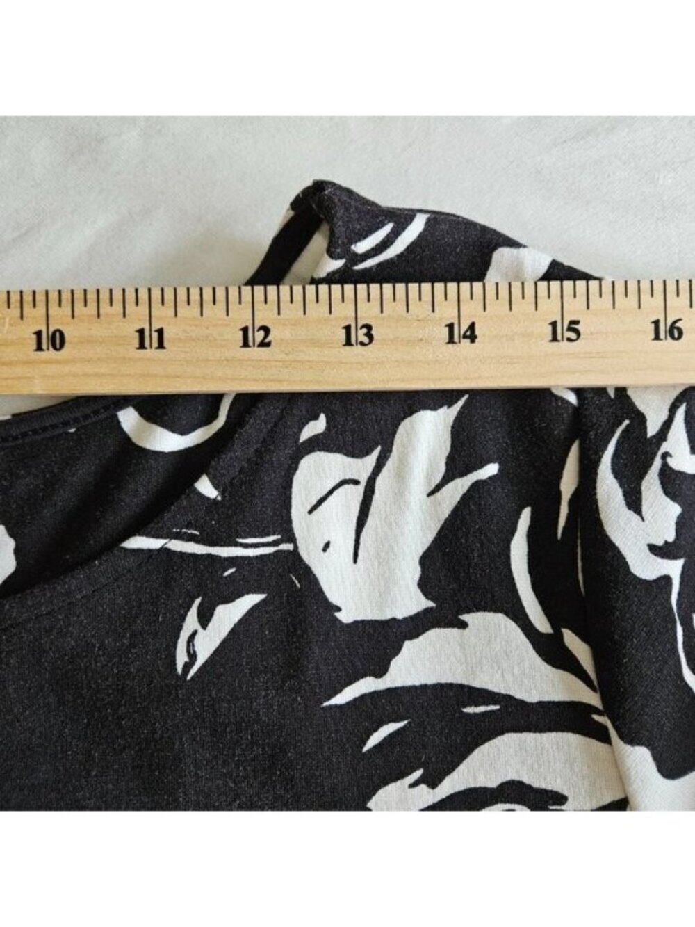Ralph Lauren Midi Dress Plus Size 3X Black White Floral Ruffled Hem Belt Viscose - Picture 6 of 16